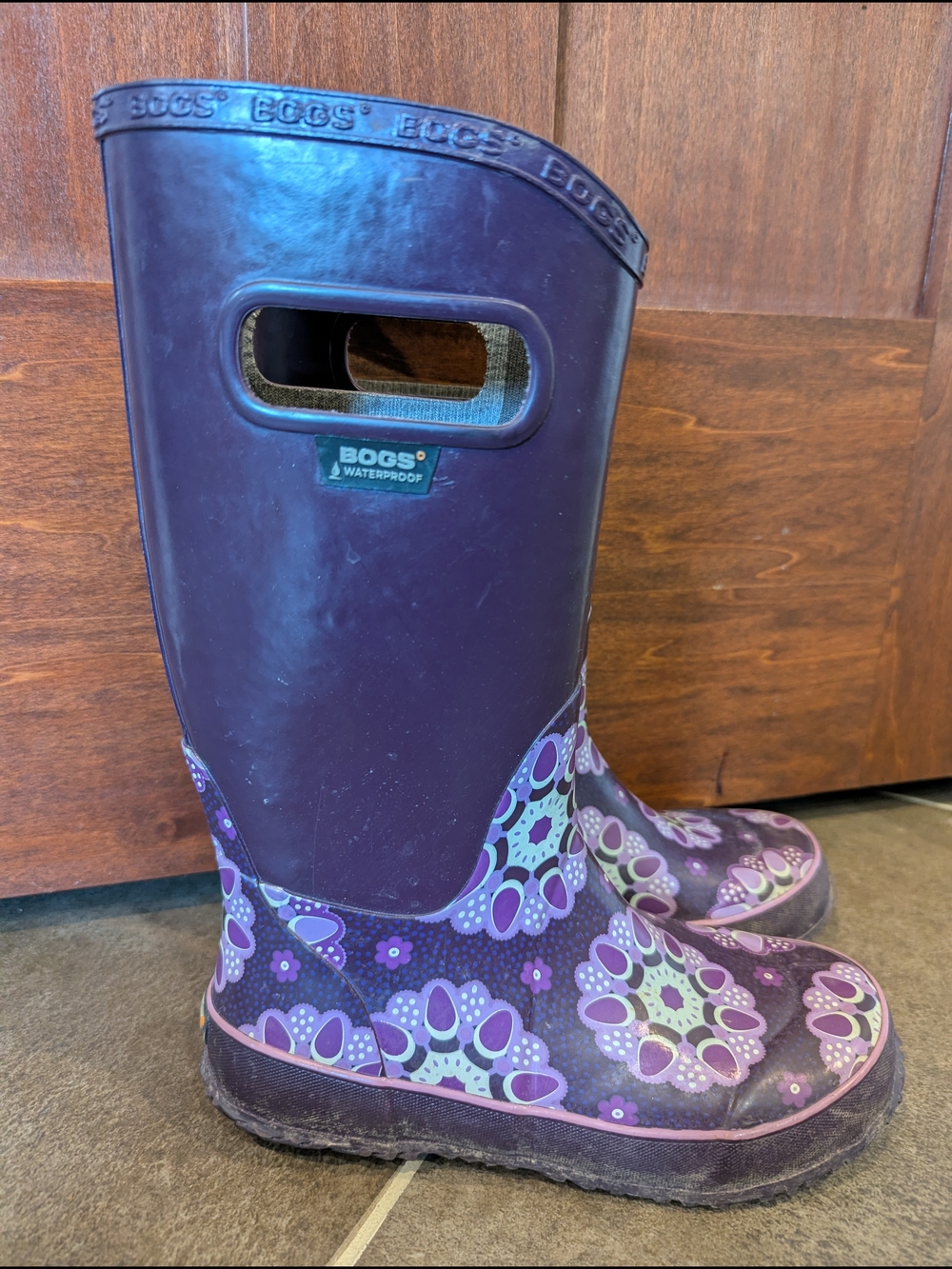 Bogs Waterproof Purple Floral Rain Boots
